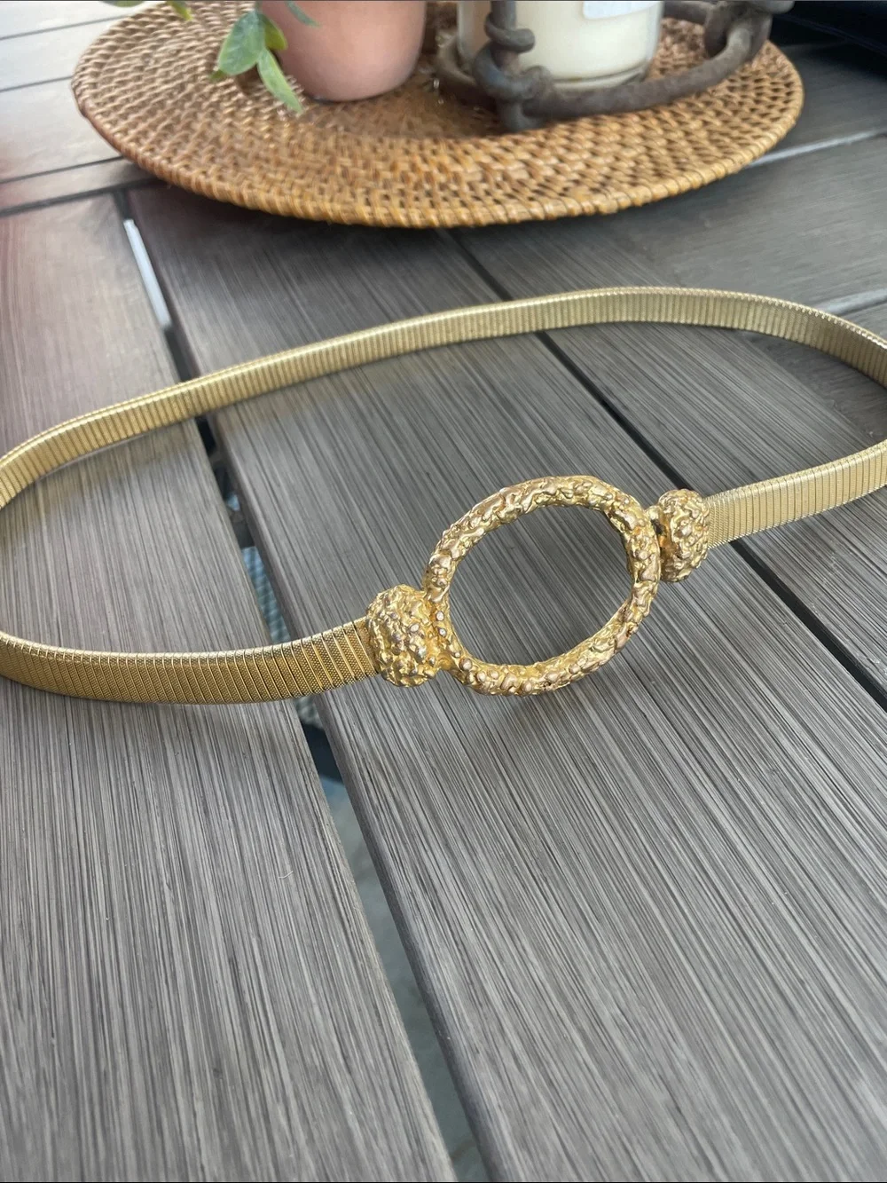 Gold Women's Decorative Oval Buckle Belt - Brand Unspecified